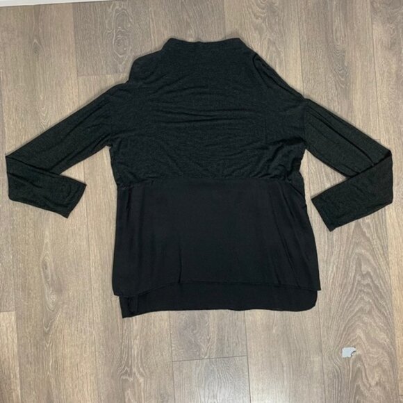 Aritzia Wilfred Blouse Top Long Sleeve Half Silk Mock neck Heathered Black XS - Picture 8 of 14